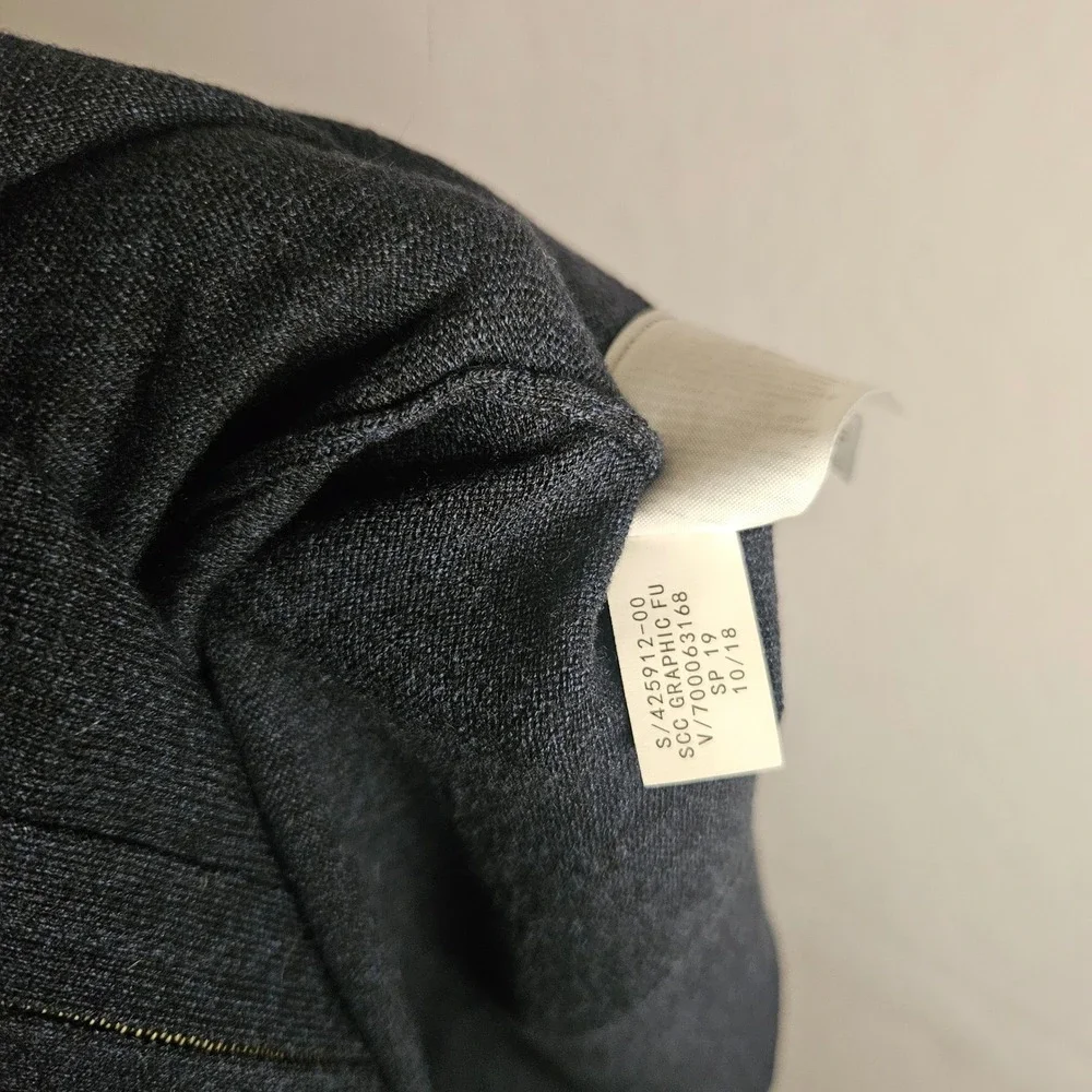 Banana Republic Silk Cotton Cashmere Full Zip Sweater Gray Stripe Mens Large